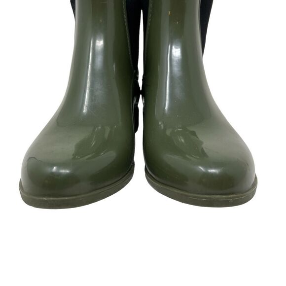 J Crew Chelsea Outdoor Stretch Inset Ankle Rain Boots Olive Green Women's 6 - Picture 3 of 10